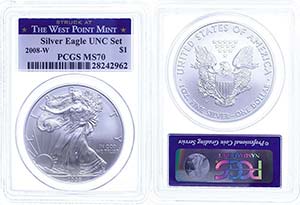 USA 1 Dollar, 2008, W, Silver Eagle, in Slab ... 