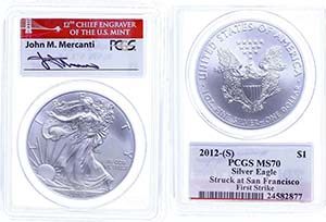 USA 1 Dollar, 2012, Silver Eagle, in Slab ... 