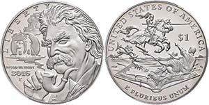 Coins USA 1 Dollar, 2016, P, Mark Twain, in ... 