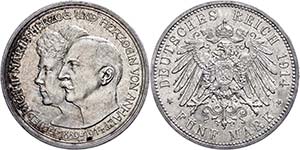 Anhalt 5 Mark, 1914, Friedrich II., auf die ... 