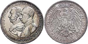 Mecklenburg-Schwerin 3 Mark, 1915, Friedrich ... 