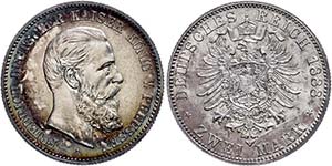 Prussia 2 Mark, 1888, Friedrich III., nice ... 