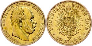 Preußen Goldmünzen 10 Mark, 1878, Wilhelm ... 