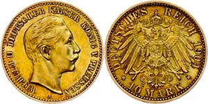 Prussia 10 Mark, 1904, Wilhelm II., ss., ... 