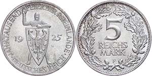 Münzen Weimar 5 Reichsmark, 1925, 1000 ... 