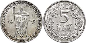 Coins Weimar Republic 5 Reichmark, 1925, D, ... 