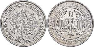 Coins Weimar Republic 5 Reichmark, 1928, G, ... 