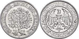 Coins Weimar Republic 5 Reichmark, 1928, G, ... 