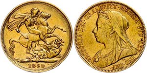 Australia 1 Pound, Gold, 1899, Victoria, Mzz ... 