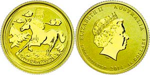 Australia 15 Dollars, Gold, 2014, year of ... 