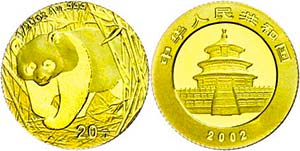 China Volksrepublik 20 Yuan, Gold, 2002, ... 