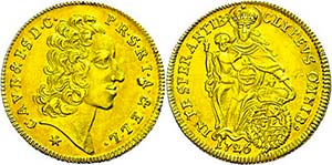 Bavaria Duchy 1 / 2 Karolin, Gold, 1726, ... 