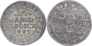 Hildesheim City 24 Marian penny, 1693, Dav. ... 