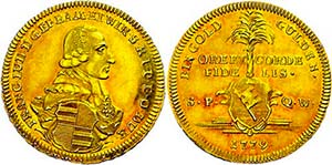 Würzburg Diocese Gold guilders, 1779, Franz ... 