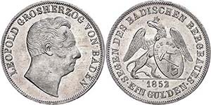 Baden Gulden, 1852, Carl Leopold Friedrich, ... 