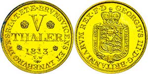 Hanover 5 thaler, Gold, 1813, Georg III., ... 