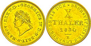 Hanover 10 thaler, Gold, 1830, Georg IV., ... 
