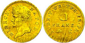 Westfalia 5 Franc, Gold, 1813, Jerome ... 