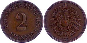 Kleinmünzen 1871-1922 2 Pfennig, Kupfer, ... 