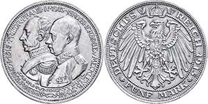 Mecklenburg-Schwerin 5 Mark, 1915, Friedrich ... 