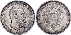 Prussia 2 Mark, 1888, Friedrich III., tiny ... 