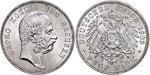 Saxony 5 Mark, 1903, Georg, scratch, small ... 