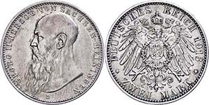 Saxony-Meiningen 2 Mark, 1913, Georg II., ... 