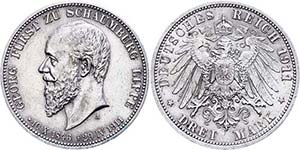 Schaumburg-Lippe 3 Mark, 1911, Georg on his ... 
