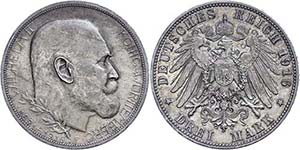 Württemberg 3 Mark, 1916, Wilhelm II., zum ... 