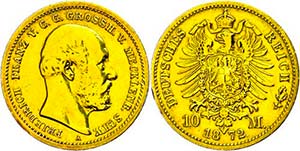 Mecklenburg-Schwerin 10 Mark, 1872, ... 
