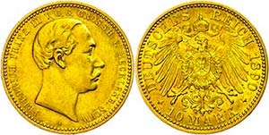 Mecklenburg-Schwerin 10 Mark, 1890, ... 