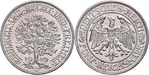 Münzen Weimar 5 Reichsmark, 1929, G, ... 