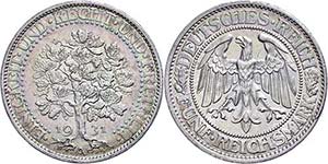 Münzen Weimar 5 Reichsmark, 1931, A, ... 