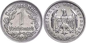 Münzen Drittes Reich 1 Reichsmark, 1939, B, ... 