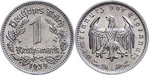 Münzen Drittes Reich 1 Reichsmark, Nickel, ... 