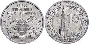 Coins German Areas 10 Guilder, 1935, ... 