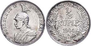 Coins German Colonies DOA, 1/2 Rupee, 1904, ... 