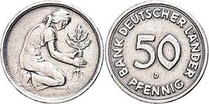 Münzen Bund ab 1946 50 Pfennig, o.J. ... 