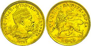Ethiopia 1 Wark, Gold, 1897, Menelik II., ... 