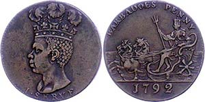 Barbados 1 penny, 1792, KM Tn 10, ss. ;