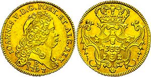 Brasilien 6400 Reis, Gold, 1747, Jose V., ... 