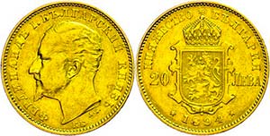 Bulgaria 20 Leva, Gold, 1894, Ferdinand I., ... 