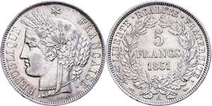 Frankreich 5 Francs, 1851, A (Paris), Dav. ... 