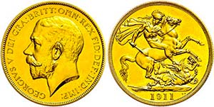 Grossbritannien 2 Pounds, Gold, 1911, Georg ... 