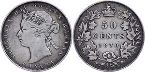 Canada 50 cents, silver, 1870, Victoria, ... 
