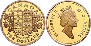 Canada 10 Dollars, Gold, 2002, Elisabeth ... 