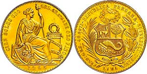 Peru 100 Soles, Gold, 1965, 42, 07 g fine, ... 