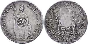 Philippines 8 Real, 1834, MM, Lima, with ... 