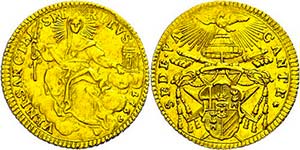 Kirchenstaat 1 Zecchino, Gold, 1769, Sede ... 