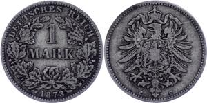 Kleinmünzen 1871-1922 1 Mark, 1873, kleiner ... 